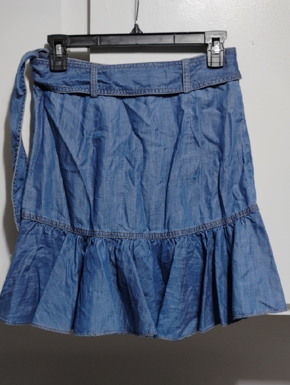 SALE! New Veronica Beard Yale Blue Memphis Denim Wrap Ruffle Skirt Sz.0 (C-19) - Picture 6 of 11